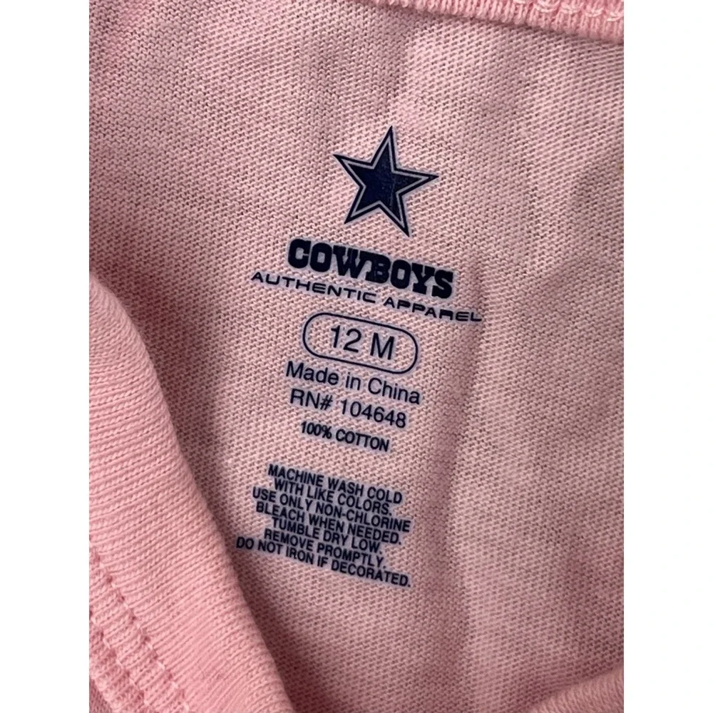 NFL Dallas Cowboys Baby Girl One‎ Piece Bodysuit 12M Pink